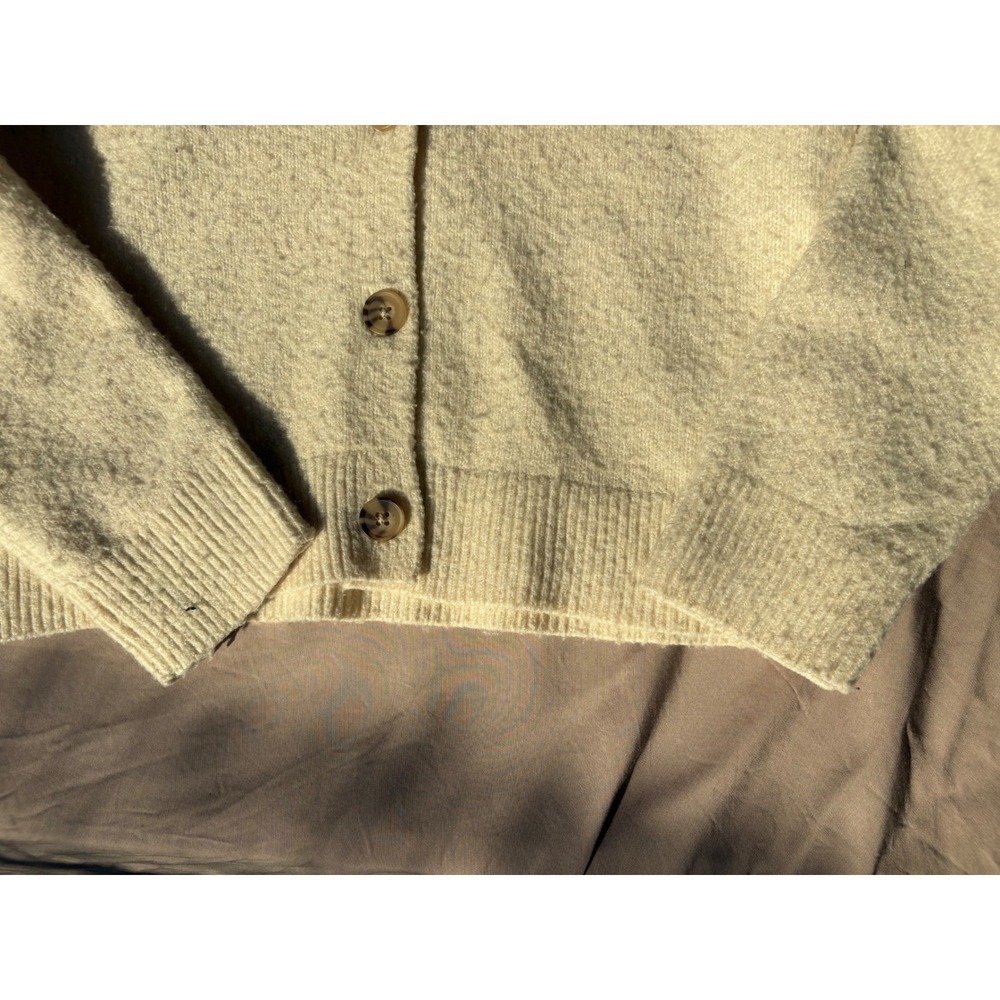 Zara Kids Cream Knit Button Front Cardigan Sweater Off White Size 9-10 Years - Picture 7 of 11